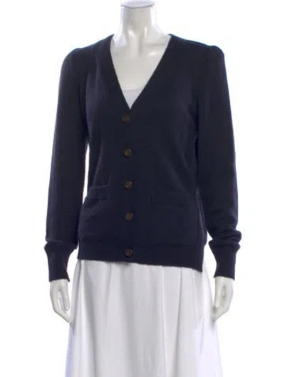 Pre-owned Goop G. Label Cashmere V-neck Sweater In Blue