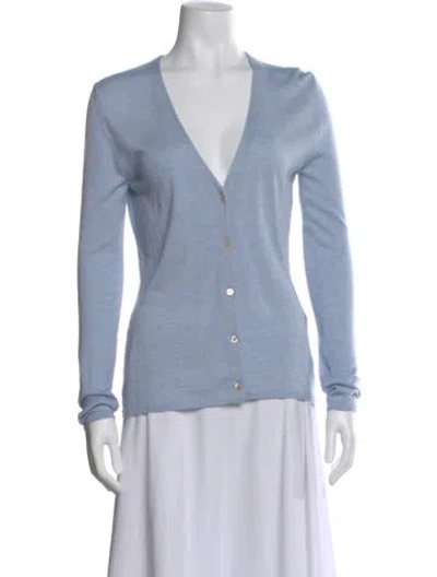 Pre-owned Goop G. Label Cashmere V-neck Sweater In Blue