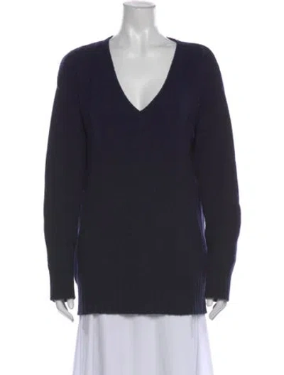 Pre-owned Goop G. Label Cashmere V-neck Sweater In Blue