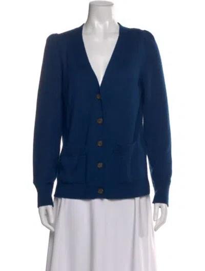 Pre-owned Goop G. Label Cashmere V-neck Sweater In Blue