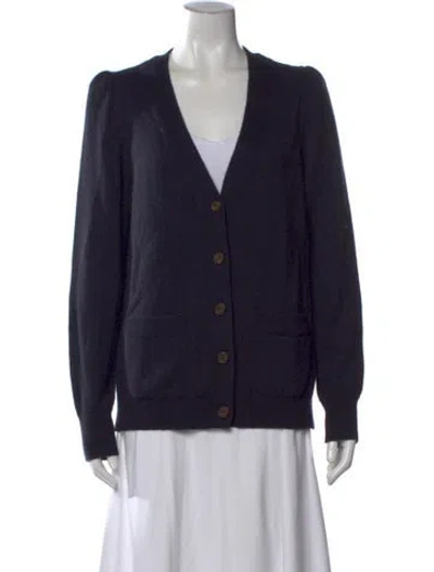 Pre-owned Goop G. Label Cashmere V-neck Sweater In Blue