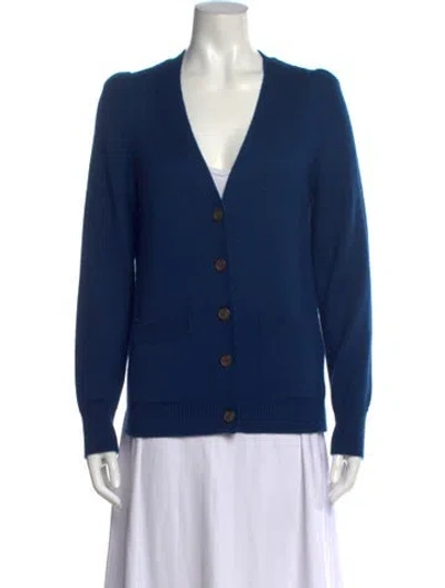 Pre-owned Goop G. Label Cashmere V-neck Sweater In Blue