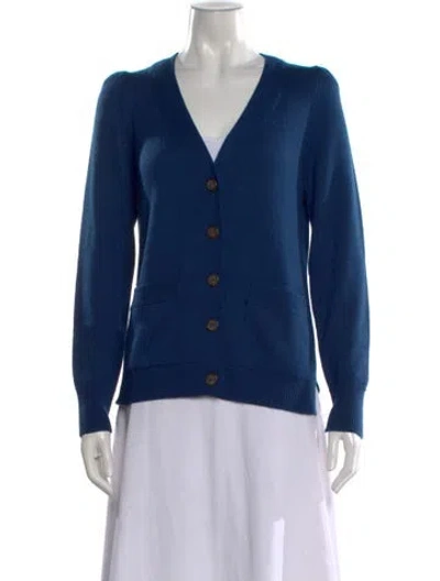 Pre-owned Goop G. Label Cashmere V-neck Sweater In Blue
