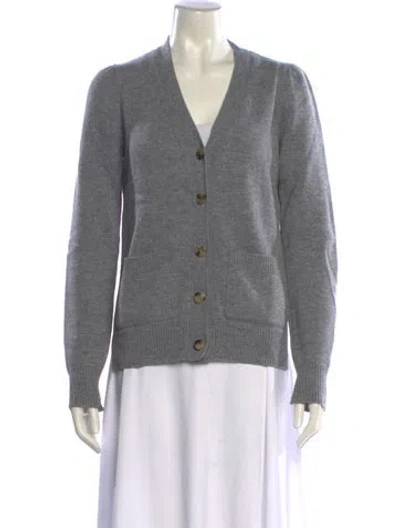 Pre-owned Goop G. Label Cashmere V-neck Sweater In Gray