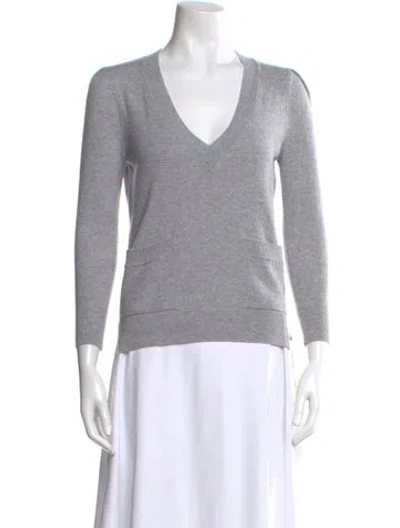 Pre-owned Goop G. Label Cashmere V-neck Sweater In Gray