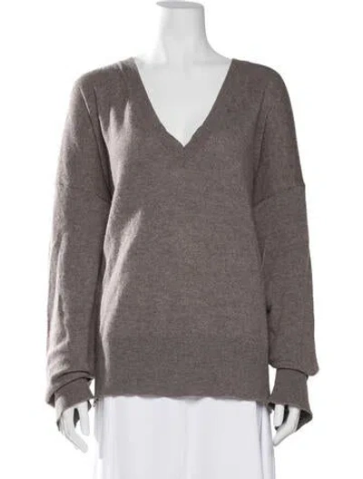 Pre-owned Goop G. Label Cashmere V-neck Sweater In Gray