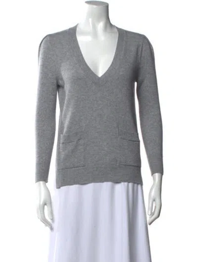 Pre-owned Goop G. Label Cashmere V-neck Sweater In Gray