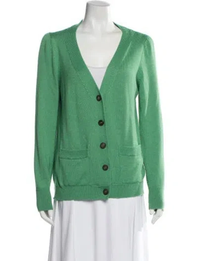 Pre-owned Goop G. Label Cashmere V-neck Sweater In Green