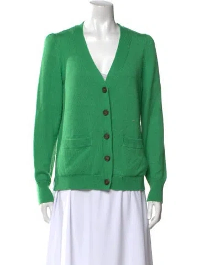 Pre-owned Goop G. Label Cashmere V-neck Sweater In Green