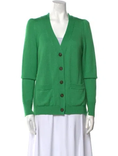 Pre-owned Goop G. Label Cashmere V-neck Sweater In Green