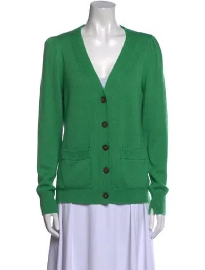 Pre-owned Goop G. Label Cashmere V-neck Sweater In Green