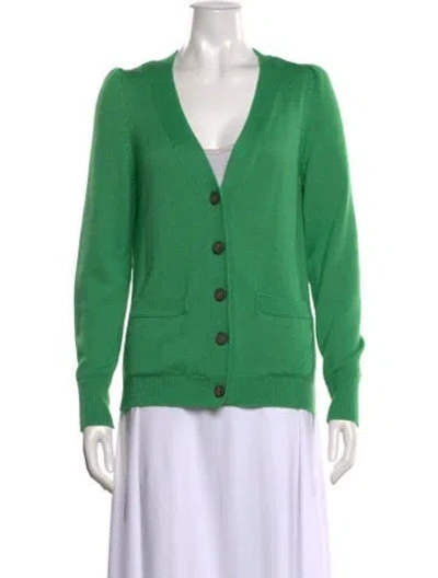 Pre-owned Goop G. Label Cashmere V-neck Sweater In Green