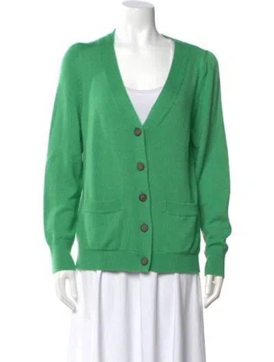Pre-owned Goop G. Label Cashmere V-neck Sweater In Green