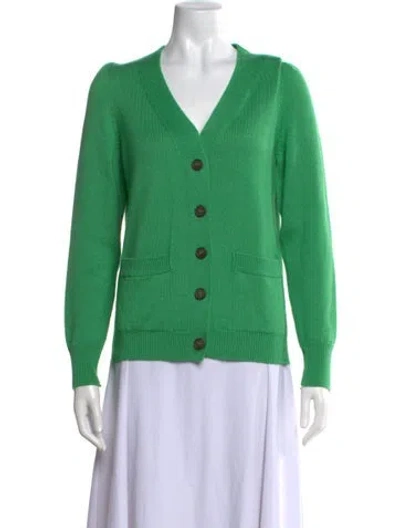 Pre-owned Goop G. Label Cashmere V-neck Sweater In Green