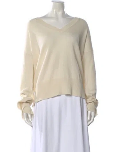 Pre-owned Goop G. Label Cashmere V-neck Sweater In Neutral