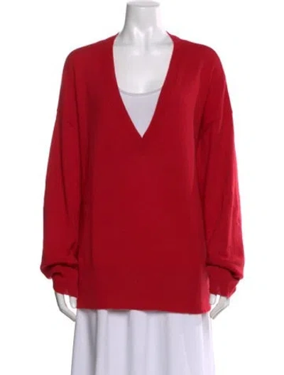Pre-owned Goop G. Label Cashmere V-neck Sweater In Red