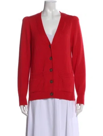 Pre-owned Goop G. Label Cashmere V-neck Sweater In Red