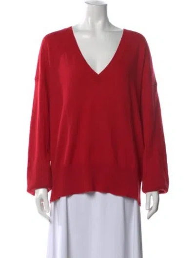 Pre-owned Goop G. Label Cashmere V-neck Sweater In Red