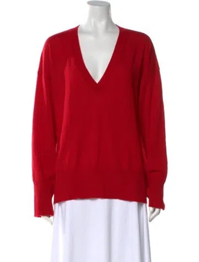 Pre-owned Goop G. Label Cashmere V-neck Sweater In Red