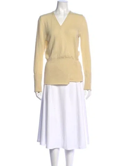 Pre-owned Goop G. Label Cashmere V-neck Sweater In Yellow