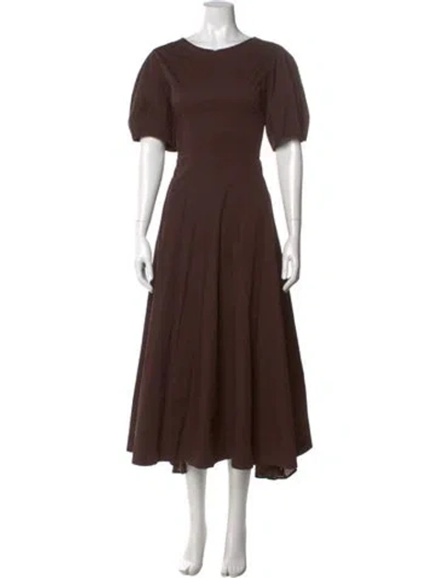 Pre-owned Goop G. Label Crew Neck Long Dress In Brown
