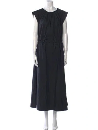 Pre-owned Goop G. Label Crew Neck Midi Length Dress In Black