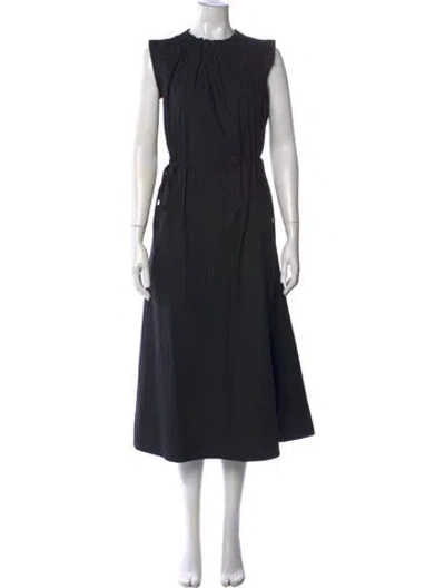Pre-owned Goop G. Label Crew Neck Midi Length Dress In Black