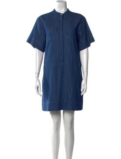 Pre-owned Goop G. Label Crew Neck Mini Dress In Blue