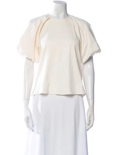 Pre-owned Goop G. Label Crew Neck Short Sleeve Blouse In White
