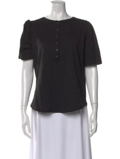 Pre-owned Goop G. Label Crew Neck Short Sleeve Button-up Top In Black