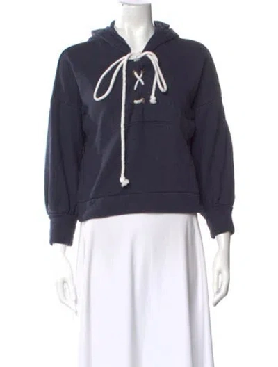 Pre-owned Goop G. Label Crew Neck Three-quarter Sleeve Hoodie In Blue