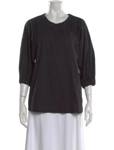 Pre-owned Goop G. Label Crew Neck Three-quarter Sleeve Top In Black