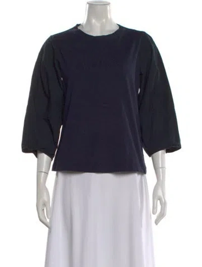 Pre-owned Goop G. Label Crew Neck Three-quarter Sleeve Top In Blue