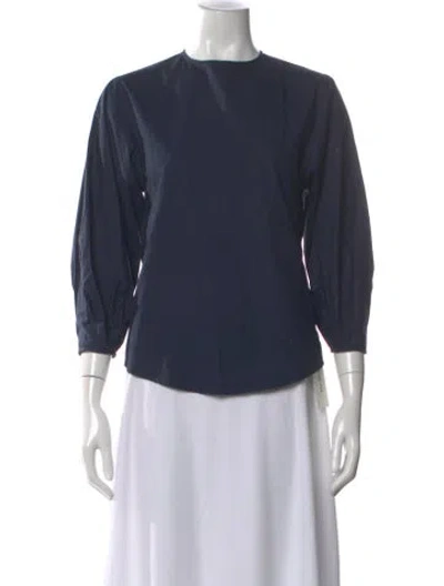Pre-owned Goop G. Label Crew Neck Three-quarter Sleeve Top In Blue