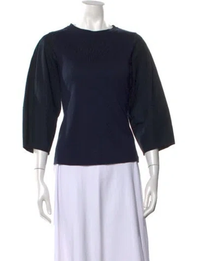 Pre-owned Goop G. Label Crew Neck Three-quarter Sleeve Top In Blue