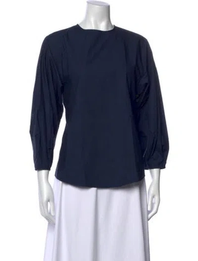 Pre-owned Goop G. Label Crew Neck Three-quarter Sleeve Top In Blue