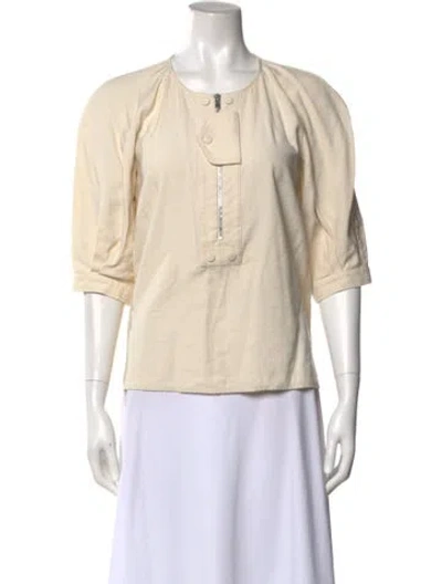 Pre-owned Goop G. Label Crew Neck Three-quarter Sleeve Top In White