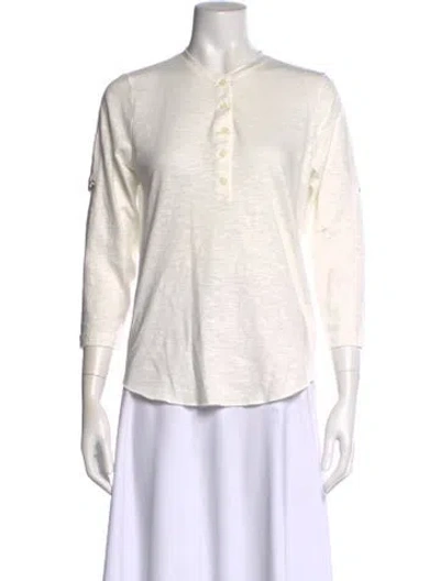 Pre-owned Goop G. Label Crew Neck Three-quarter Sleeve Top In White