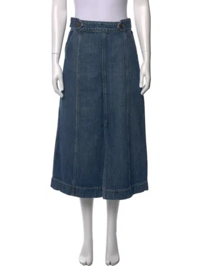 Pre-owned Goop G. Label Cutout Accent Midi Length Skirt In Blue