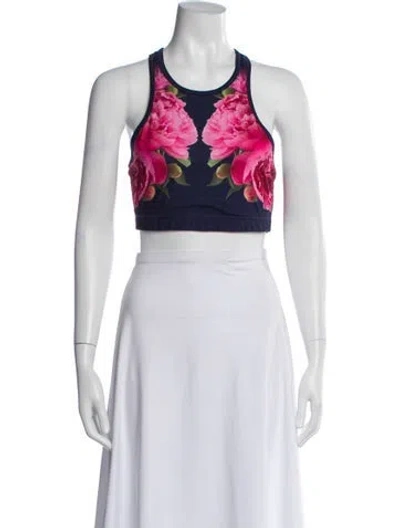 Pre-owned Goop G. Label Floral Print Crew Neck Sports Bra In Neutral