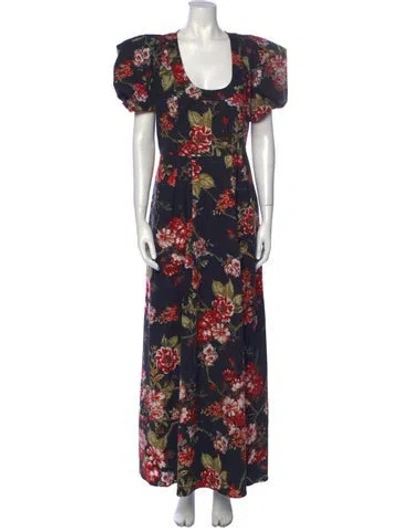 Pre-owned Goop G. Label Floral Print Long Dress In Black