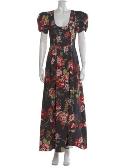 Pre-owned Goop G. Label Floral Print Long Dress In Black