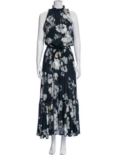 Pre-owned Goop G. Label Floral Print Long Dress In Blue