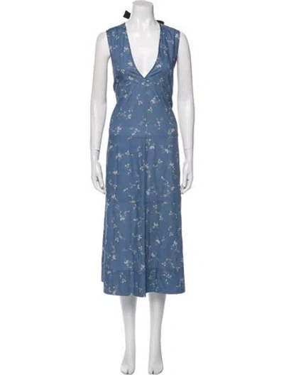 Pre-owned Goop G. Label Floral Print Long Dress In Blue