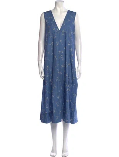 Pre-owned Goop G. Label Floral Print Long Dress In Blue