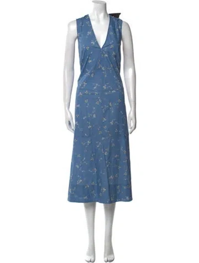 Pre-owned Goop G. Label Floral Print Long Dress In Blue
