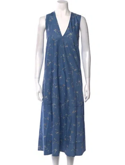 Pre-owned Goop G. Label Floral Print Long Dress In Blue