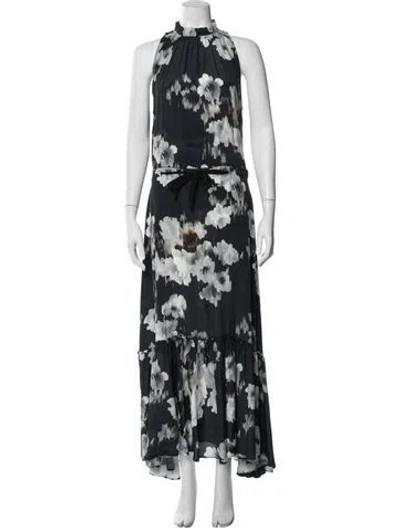 Pre-owned Goop G. Label Floral Print Long Dress In Gray