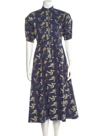 Pre-owned Goop G. Label Floral Print Midi Length Dress In Blue