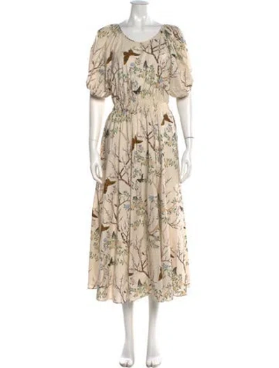 Pre-owned Goop G. Label Floral Print Midi Length Dress In Neutral